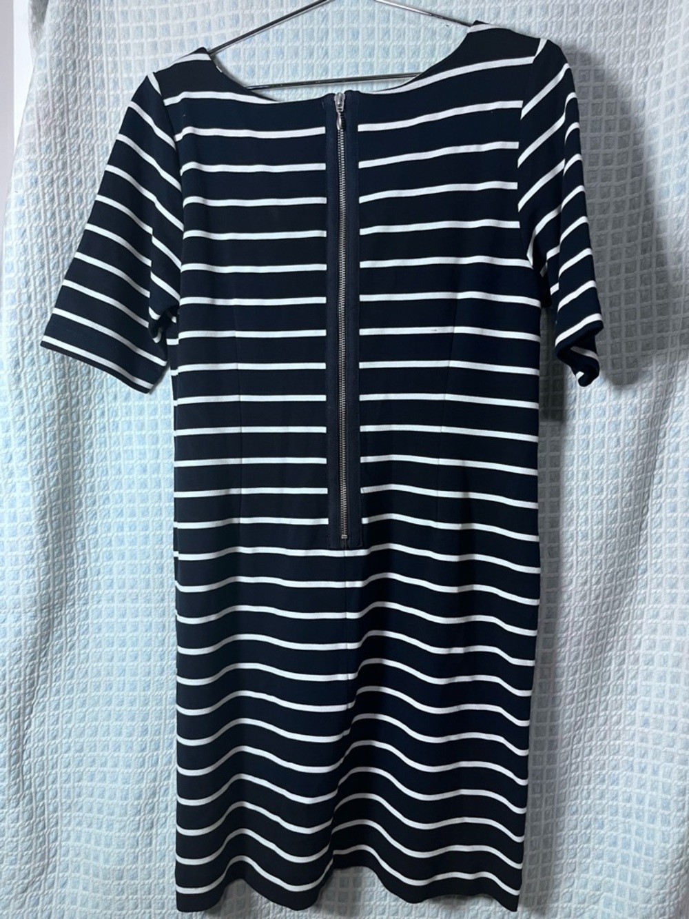 Banana Republic Navy White Striped Shift Dress Petite Mini Work Casual - Picture 4 of 5